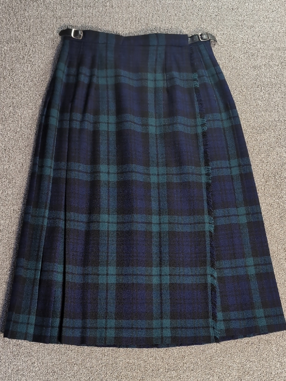 VTG Laird-Portch Scotland Black Watch Tartan Wool Kilt Wrap Skirt Blue/Green